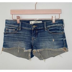 Abercrombie & fitch 0/25 low rise raw hem cut off jean shorts bin1